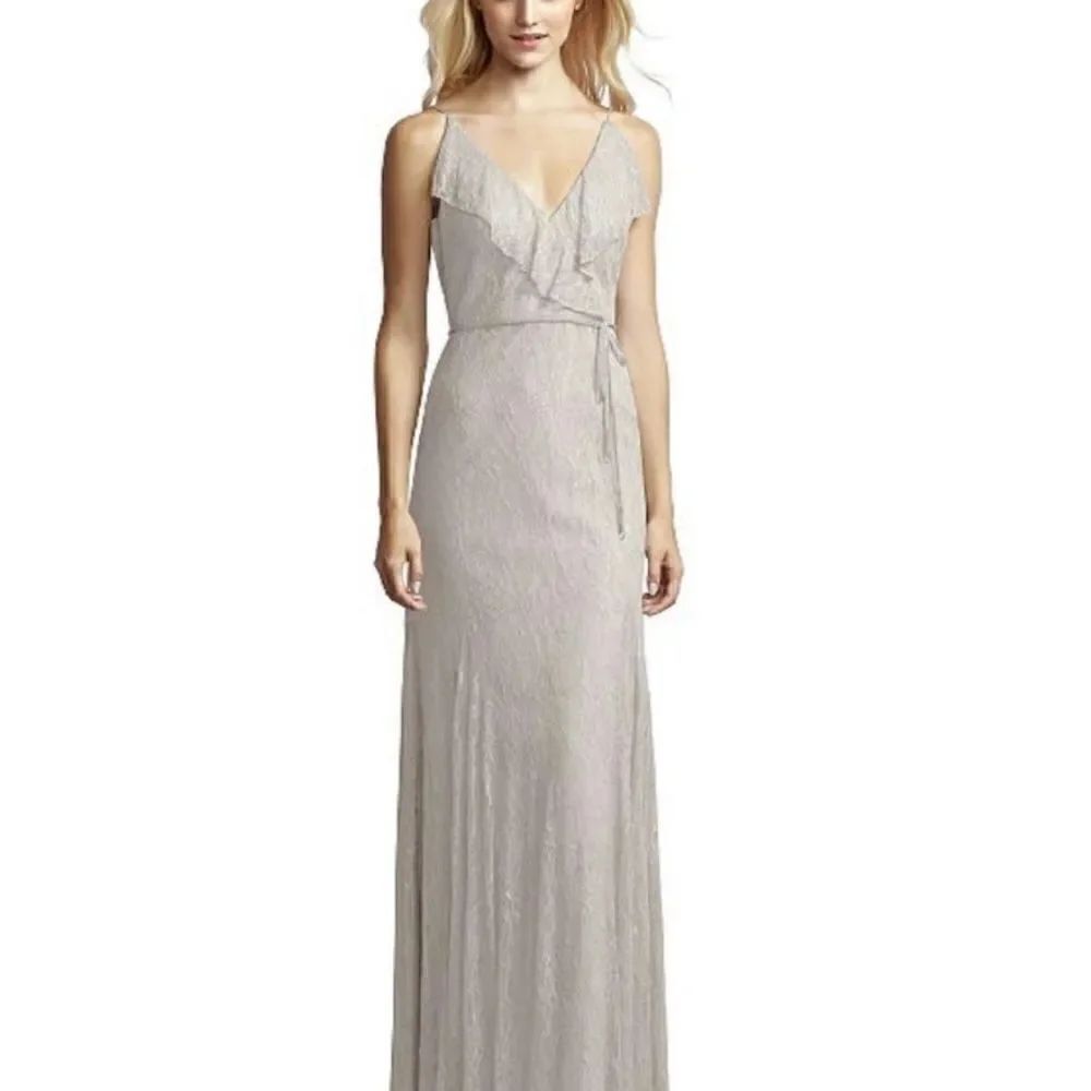Jenny Yoo Oyster Lace Spaghetti Strap Gown